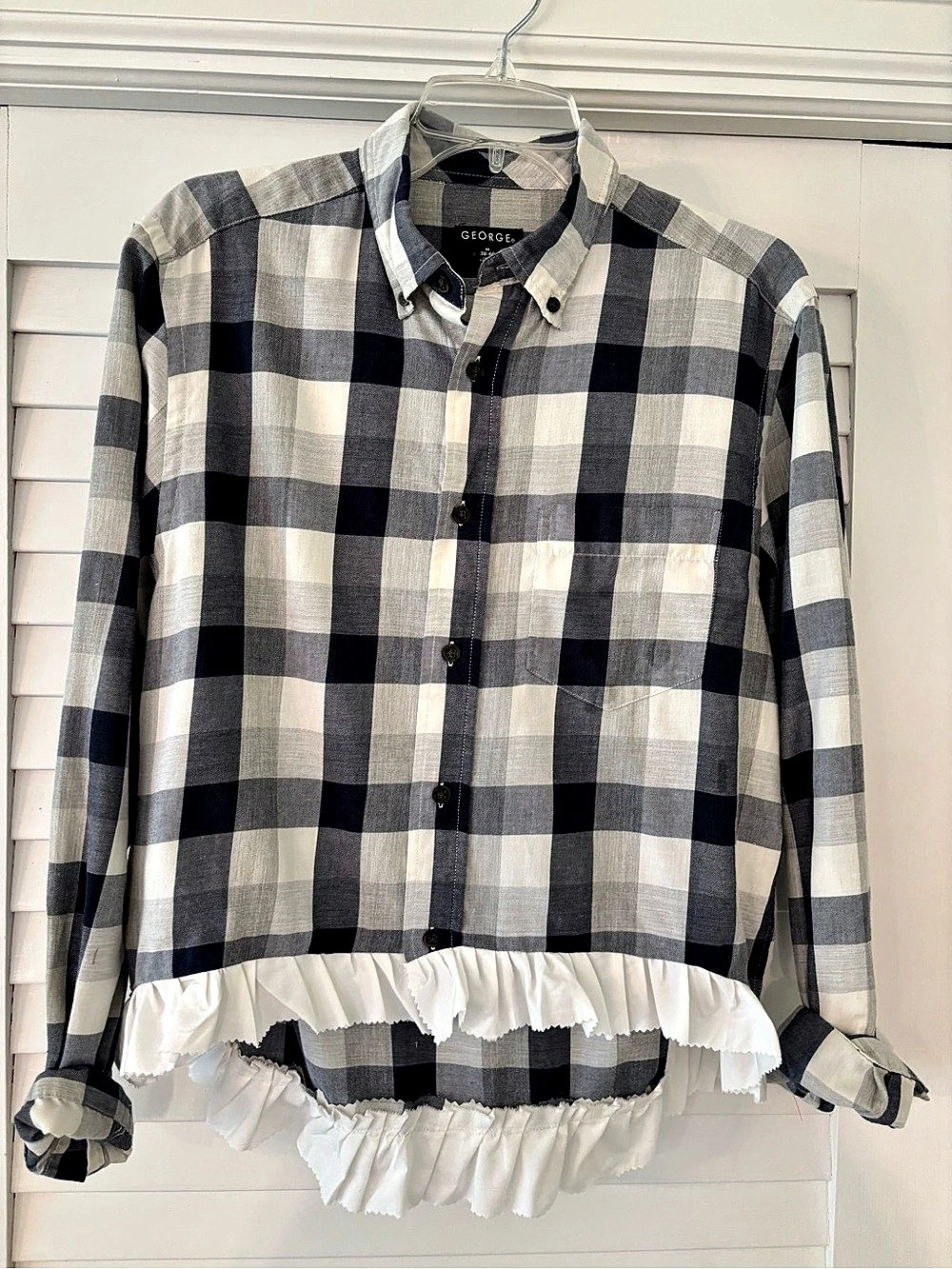 George Plaid Ruffle Hem Button Down Size Medium